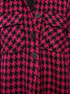 Женская куртка-рубашка оверсайз с длинным рукавом и узором «гусиные лапки»