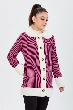 Женская куртка цвета фуксии с прямым воротником - 13095