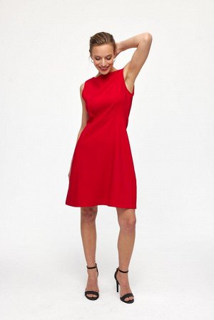 Однотонное Платье Миди С Драпировкой - Красный