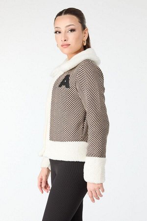 Женская плюшевая куртка из норки с простым рубашечным воротником — 13096