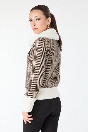 Женская плюшевая куртка из норки с простым рубашечным воротником — 13096