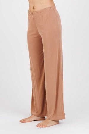 Женские светло-коричневые одинарные пижамные штаны из модала с широкими штанинами