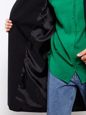 Однотонный женский плащ с длинным рукавом и воротником куртки