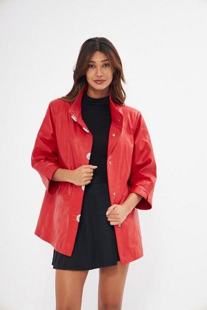 Женская красная куртка из натуральной овчины