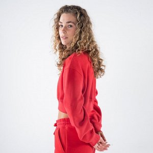 James Женский красный укороченный свитшот с воротником-стойкой и молнией до половины размера