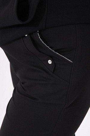 Черный карман удобной формы, классический женский спортивный костюм больших размеров, низ - 94017