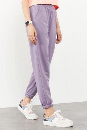 Фиолетовый женский спортивный костюм с карманами и высокой талией удобной формы, эластичный низ женского спортивного костюма - 94583