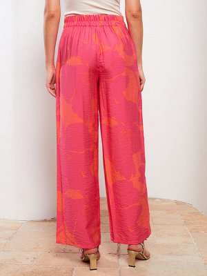 Женские брюки с рисунком и эластичной резинкой на талии