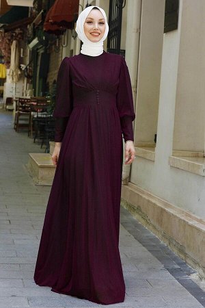Прямое женское вечернее платье среднего размера бордового цвета — 11003