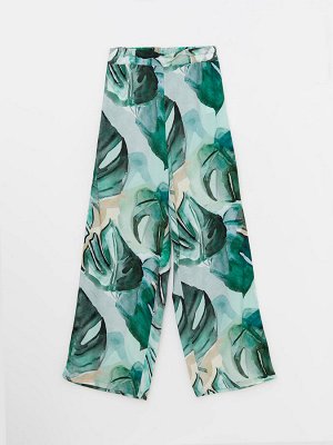 Женские брюки с рисунком и эластичной резинкой на талии
