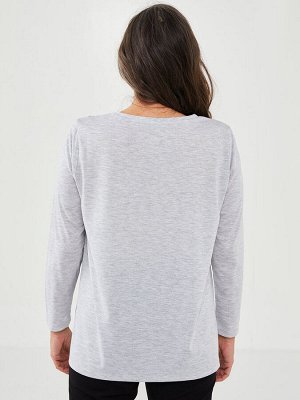 Женская футболка с длинным рукавом с круглым вырезом и рисунком