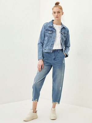 Женская джинсовая куртка родео с прямым карманом и длинным рукавом с рубашечным воротником