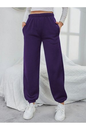 Женские фиолетовые спортивные штаны на резинке