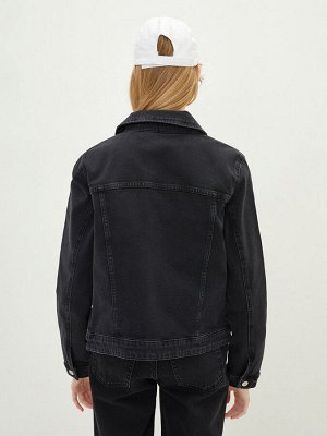 Простая женская джинсовая куртка родео с длинным рукавом с рубашечным воротником