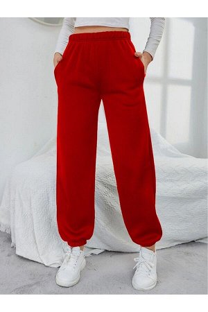 Женские красные спортивные штаны на резинке
