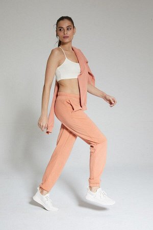 Оранжевые женские спортивные штаны для бега из органического хлопка с высокой талией, окрашенные в минералы - Mila