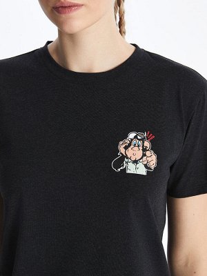 Женская футболка с коротким рукавом с круглым вырезом и принтом ностальгической обезьяны