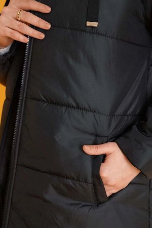 Женский длинный пуховик в черном хиджабе с капюшоном HZL23W-BD151201