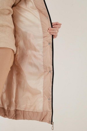 Стеганое зимнее длинное пальто-хиджаб с воротником из искусственного меха и съемным капюшоном 6477401