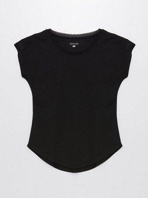 Простая женская спортивная футболка с круглым вырезом и короткими рукавами