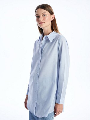 Простая женская рубашка-туника с длинным рукавом