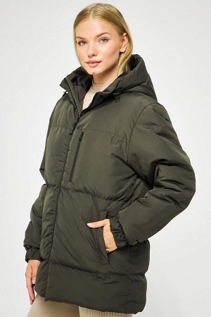 Женское водо- и ветрозащитное надувное зимнее пальто на подкладке с капюшоном BDM-400