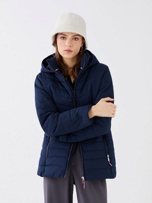 Женское однотонное пальто с капюшоном