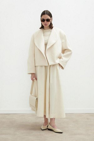 Короткое кашемировое пальто Jacqueline цвета экрю