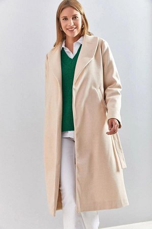 Женское пальто из кешью с поясом 2173