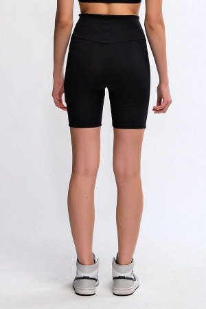 Черные женские очень удобные байкерские короткие спортивные шорты с высокой талией - Velo