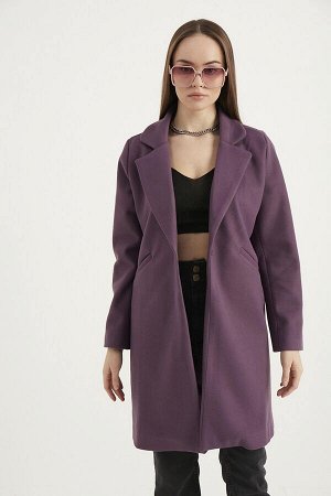 Женское фиолетовое пальто с печатью