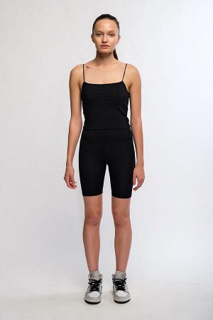 Черные женские байкерские короткие шорты с завышенной талией, спортивные тайтсы - Pageda