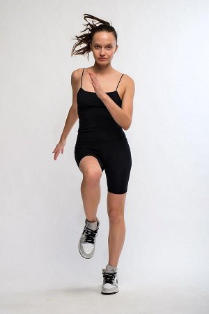 Черные женские байкерские короткие шорты с завышенной талией, спортивные тайтсы - Pageda