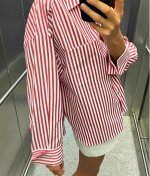 РУБАШКА OVERSIZE В ПОЛОСКУ С ОТВОРОТАМИ арт. 2731533 094, красный