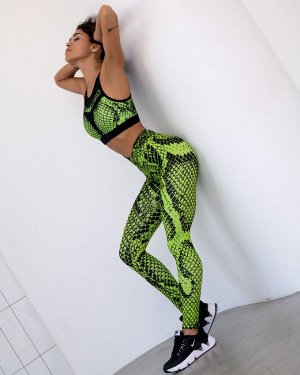 Леггинсы Bona Fide: Bona Classic Cobra "Neon Green" от бренда спортивной женской одежды Bona Fide