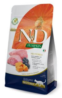 Farmina N&D Grain Free Pumpkin Neutered сухой беззерновой корм для стерилизованных кошек Ягненок/Черника/Тыква 300гр АКЦИЯ!