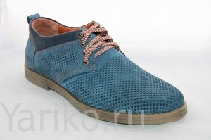 Мужская летняя обувь из натур.нубука,синий,арт-146, N-563