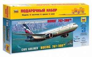 7005ПН Самолет"Боинг 767-300"Подарочный н-р с клеем и красками