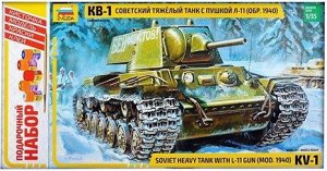 3624ПН Танк КВ-1 с пушкой Л-11.Подарочный н-р с клеем и красками