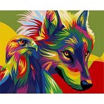 Картина по номерам &quot;Радужные волчица и орел&quot;: GX21321 (40х50)