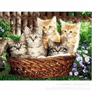 Алмазная вышивка "Котята в корзинке": can8343 (30x40)