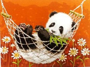 Алмазная вышивка "Панда в гамаке": xing300141 (40x50)