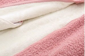 Куртка-толстовка из иск. меха "Teddy" утепленная внутри на флисе, на молнии, воротник стойка, розовый
