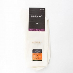 Летние мужские носки Цвет молочный, надпись "Nature"