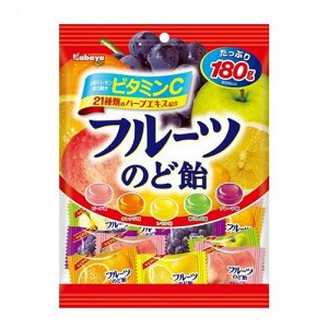 Леденцы "Kabaya" ассорти с витамином С (апельсин,лимон,персик,виноград,яблоко) 180г 1/40 Япония