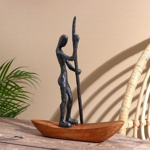 Сувенир «Лодочник», 28x9.5x37.5 см, полимерная смола, манговое дерево