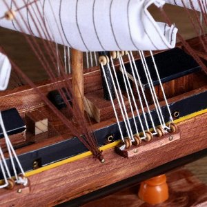 Сувенирная модель корабля большой «Дейчланд», борта тёмное дерево, паруса белые, 60x12x51 см