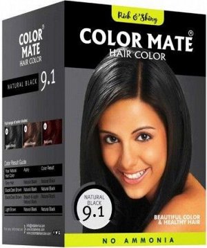 9.1 Краска для волос ColorMate на основе натуральной хны натуральный черный цвет 75 г