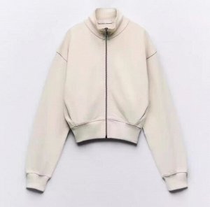 ТОЛСТОВКА C ДЕТАЛЯМИ В РУБЧИК И ЗАСТЕЖКОЙ-МОЛНИЕЙ арт. 3199305, экрю
