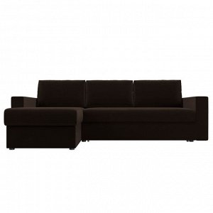 Угловой диван «Траумберг», левый угол, механизм дельфин, микровельвет, цвет коричневый